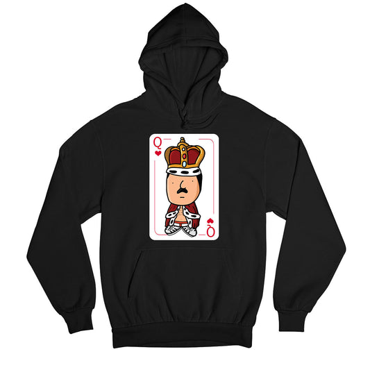 queen the queen card hoodie hooded sweatshirt winterwear music band buy online usa united states of america the banyan tee tbt men women girls boys unisex black