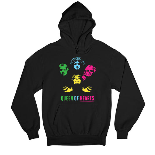 queen queen of hearts hoodie hooded sweatshirt winterwear music band buy online usa united states of america the banyan tee tbt men women girls boys unisex black