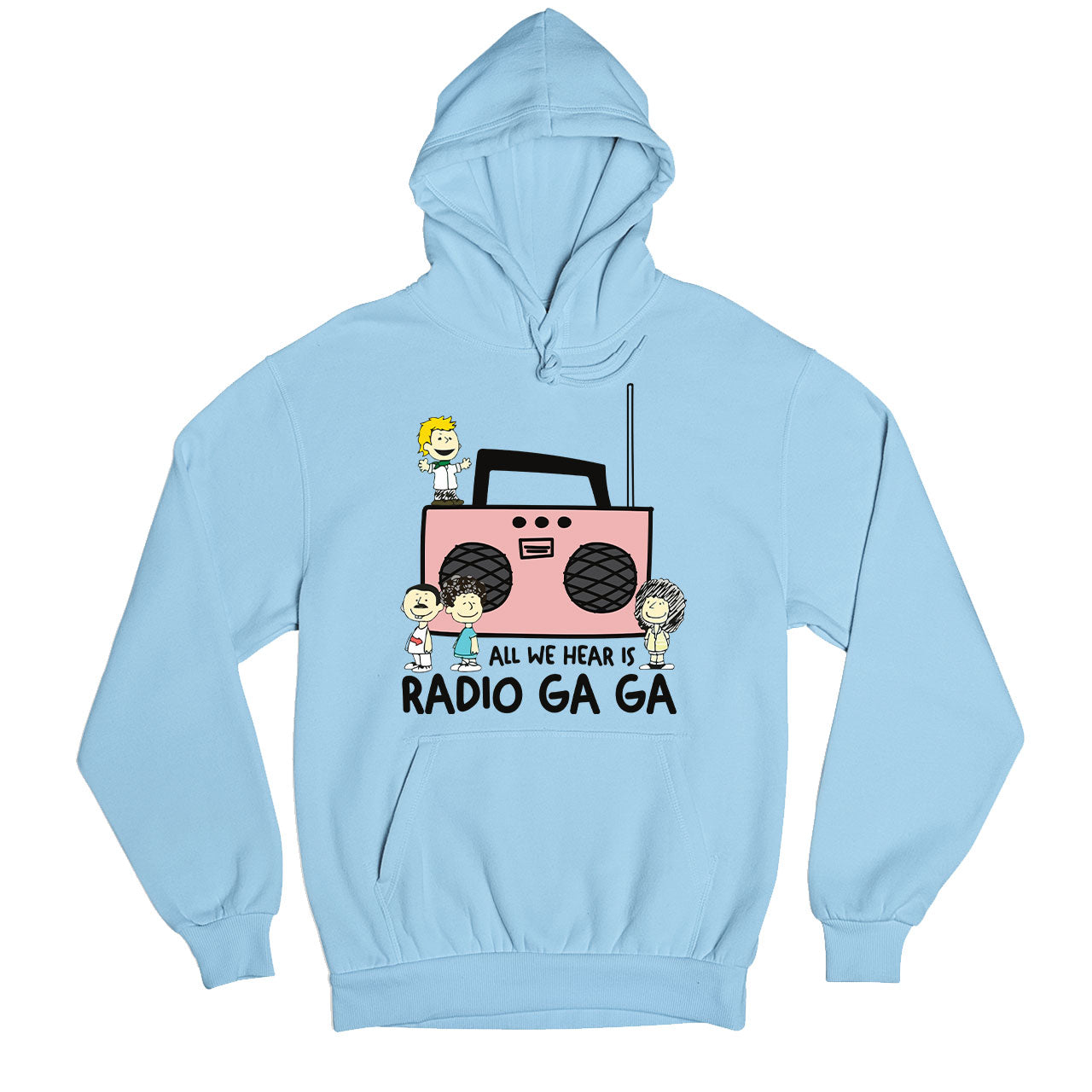 queen radio ga ga hoodie hooded sweatshirt winterwear music band buy online usa united states of america the banyan tee tbt men women girls boys unisex baby blue