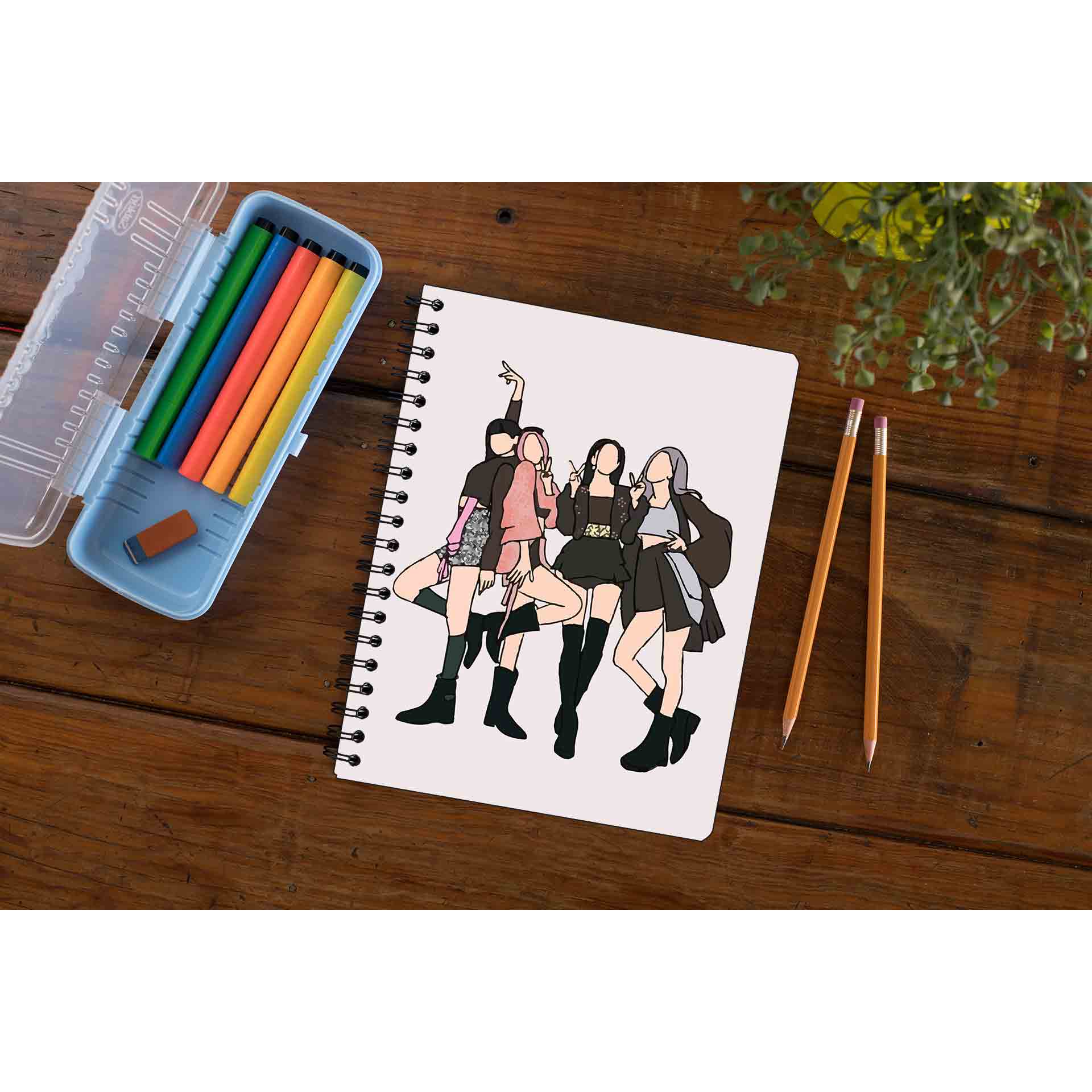 black pink the queens of k pop notebook notepad diary buy online united states of america usa the banyan tee tbt unruled song k pop jennie lisa jisoo rose