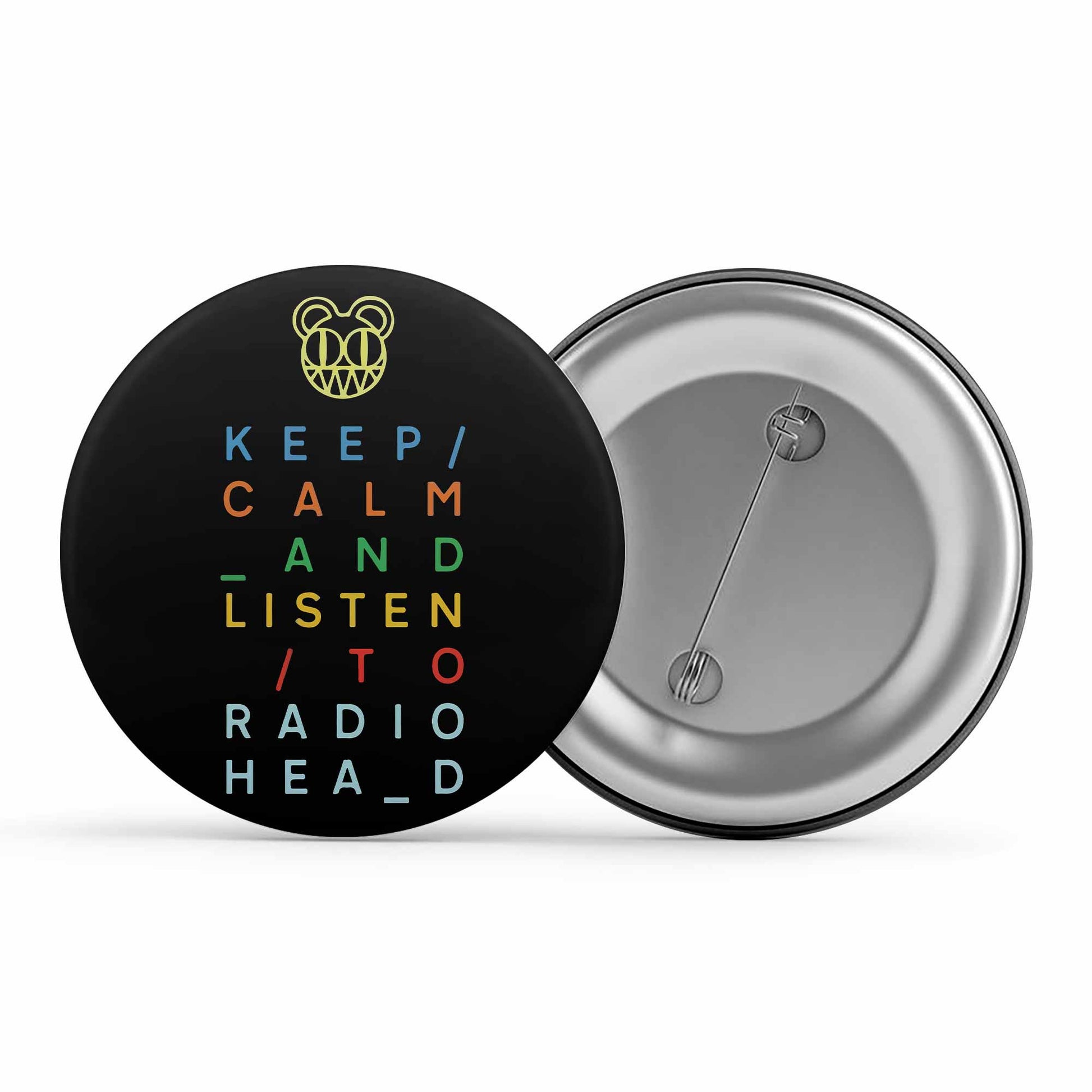 radiohead keep calm badge pin button music band buy online united states of america usa the banyan tee tbt men women girls boys unisex