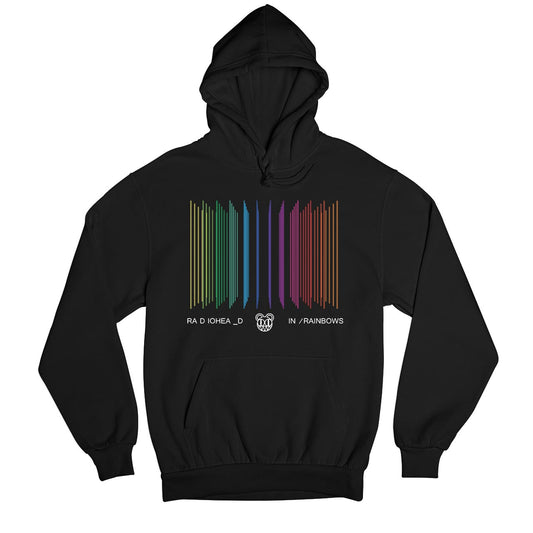 radiohead in rainbows hoodie hooded sweatshirt winterwear music band buy online usa united states of america the banyan tee tbt men women girls boys unisex black