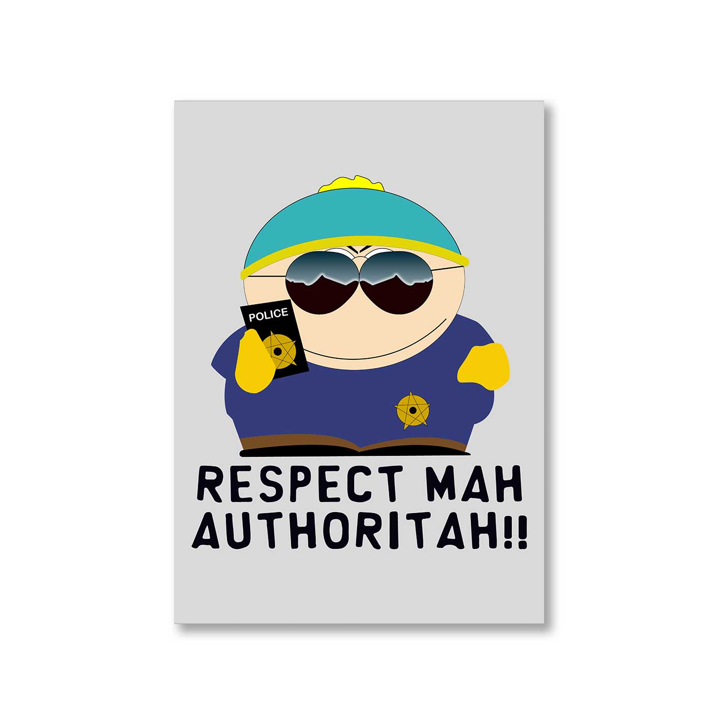 south park respect mah authoritah poster wall art buy online united states of america usa the banyan tee tbt a4 south park kenny cartman stan kyle cartoon character illustration
