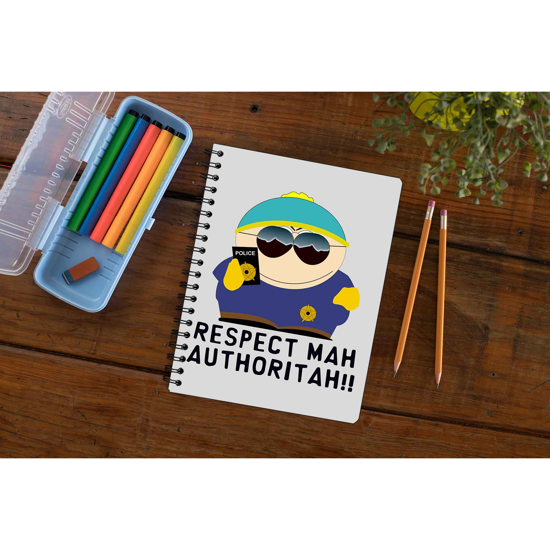 south park respect mah authoritah notebook notepad diary buy online united states of america usa the banyan tee tbt unruled south park kenny cartman stan kyle cartoon character illustration