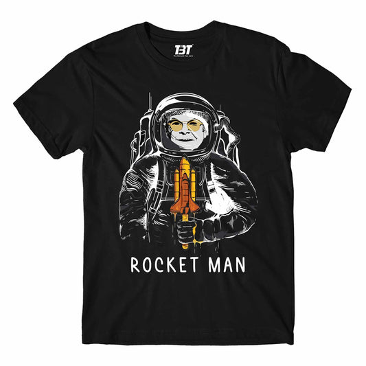 elton john rocket man t-shirt music band buy online usa united states the banyan tee tbt men women girls boys unisex black