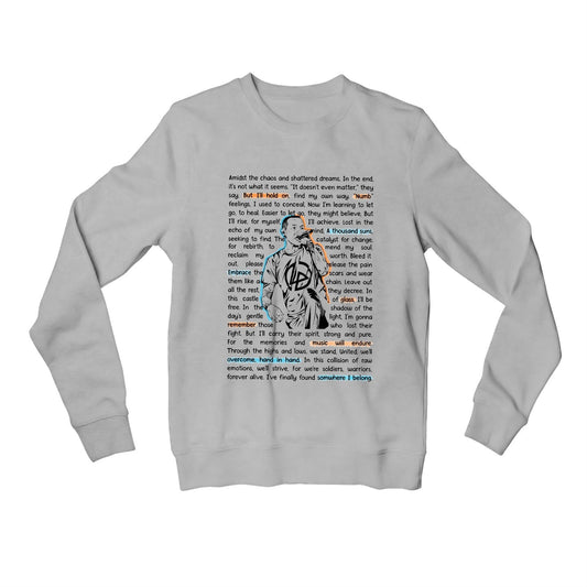 linkin park song story sweatshirt upper winterwear music band buy online united states of america usa the banyan tee tbt men women girls boys unisex gray