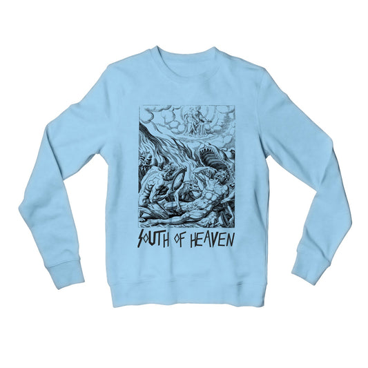 slayer south of heaven sweatshirt upper winterwear music band buy online united states of america usa the banyan tee tbt men women girls boys unisex baby blue