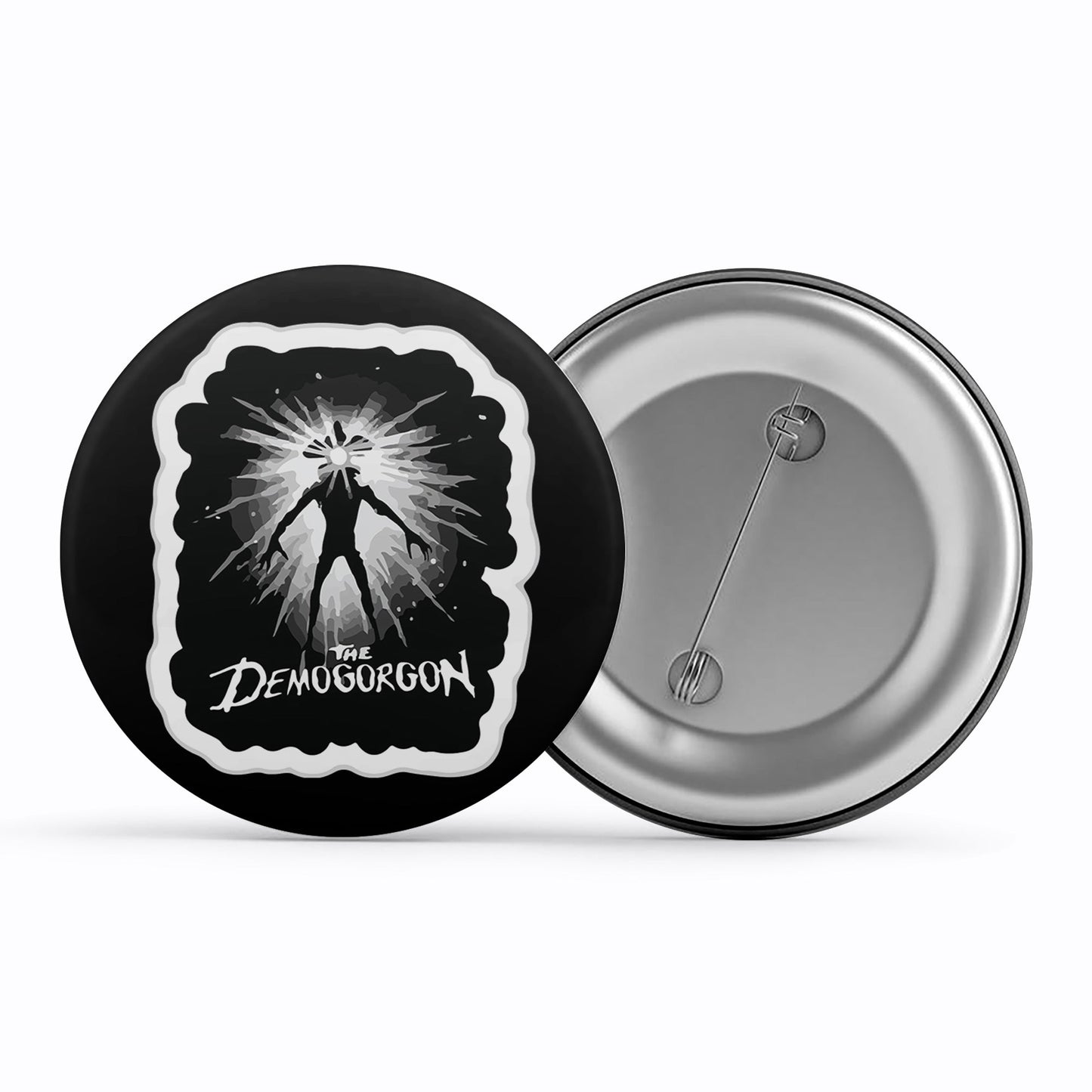 stranger things the demogorgon badge pin button tv & movies buy online united states of america usa the banyan tee tbt men women girls boys unisex  stranger things eleven demogorgon shadow monster dustin quote vector art clothing accessories merchandise