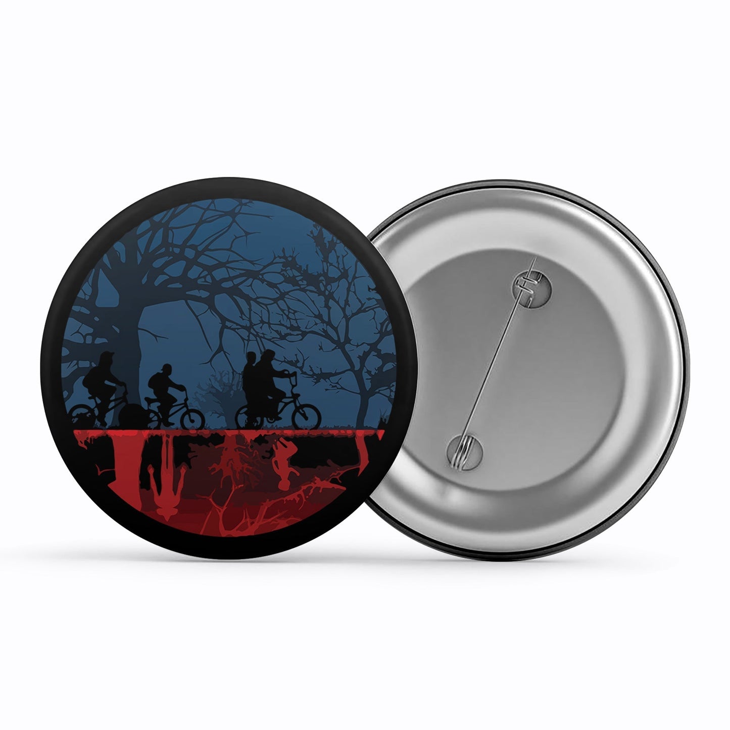 stranger things the upside down badge pin button tv & movies buy online united states of america usa the banyan tee tbt men women girls boys unisex  stranger things eleven demogorgon shadow monster dustin quote vector art clothing accessories merchandise