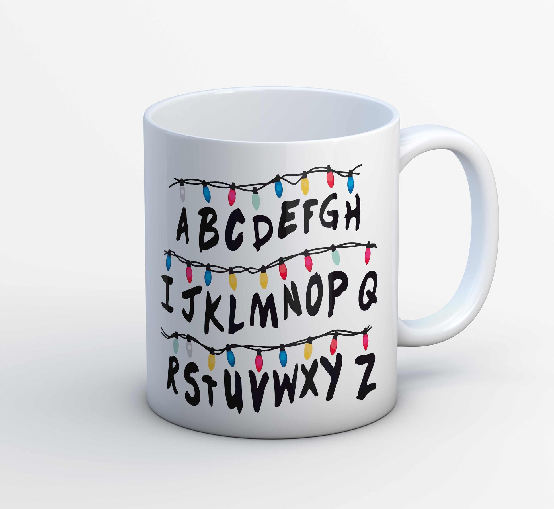 stranger things alphabet wall mug coffee ceramic tv & movies buy online usa united states of america the banyan tee tbt men women girls boys unisex  stranger things eleven demogorgon shadow monster dustin quote vector art clothing accessories merchandise