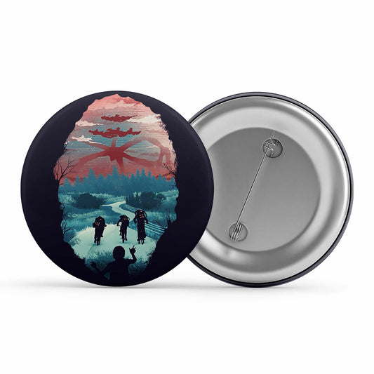 stranger things shadow monster badge pin button tv & movies buy online united states of america usa the banyan tee tbt men women girls boys unisex  stranger things eleven demogorgon shadow monster dustin quote vector art clothing accessories merchandise