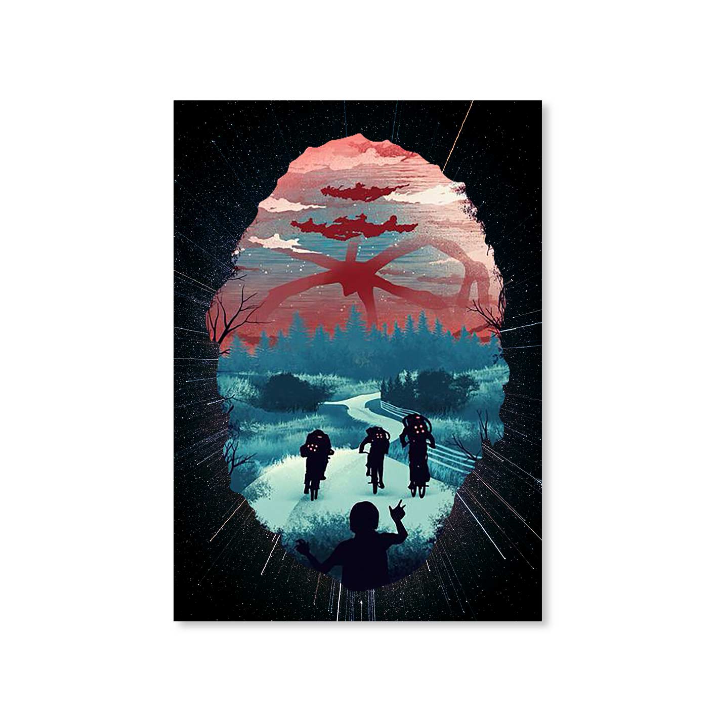 stranger things shadow monster poster wall art buy online united states of america usa the banyan tee tbt a4 stranger things eleven demogorgon shadow monster dustin quote vector art clothing accessories merchandise