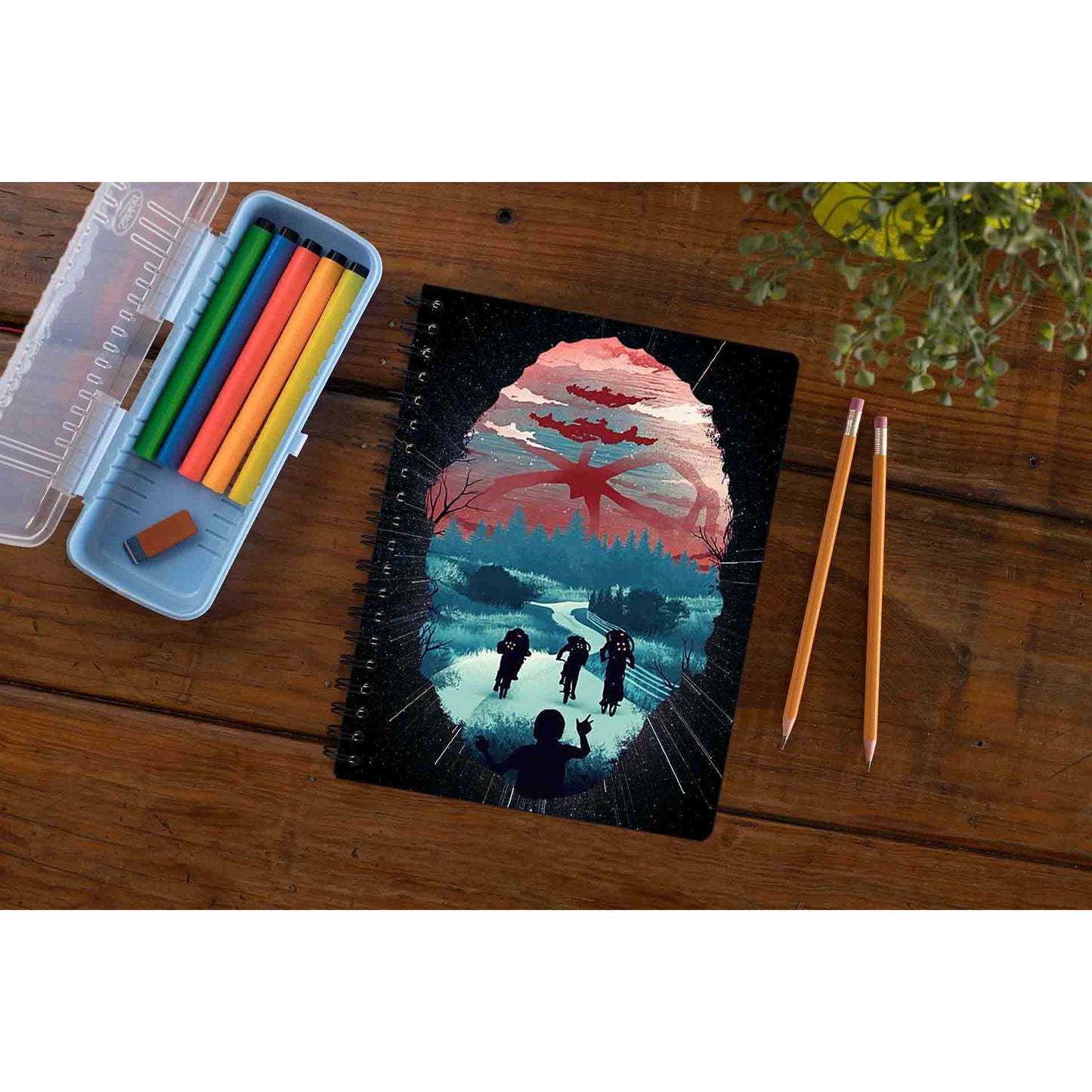 stranger things shadow monster notebook notepad diary buy online united states of america usa the banyan tee tbt unruled stranger things eleven demogorgon shadow monster dustin quote vector art clothing accessories merchandise