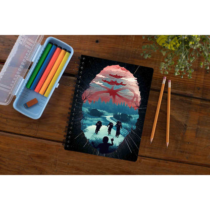 stranger things shadow monster notebook notepad diary buy online united states of america usa the banyan tee tbt unruled stranger things eleven demogorgon shadow monster dustin quote vector art clothing accessories merchandise