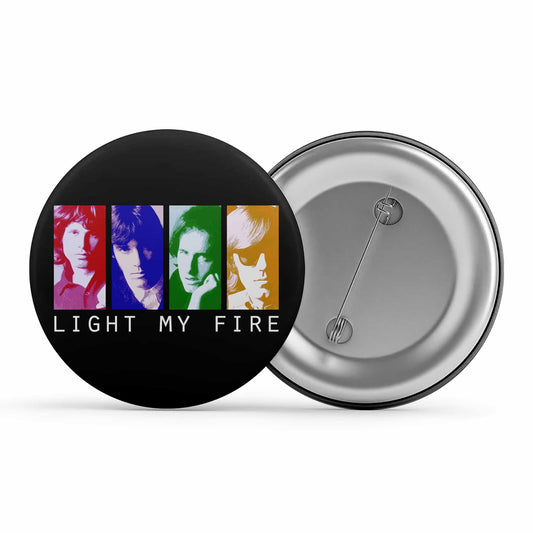 the doors light my fire pop art badge pin button music band buy online united states of america usa the banyan tee tbt men women girls boys unisex