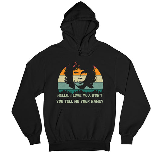 the doors hello i love you hoodie hooded sweatshirt winterwear music band buy online usa united states of america the banyan tee tbt men women girls boys unisex black