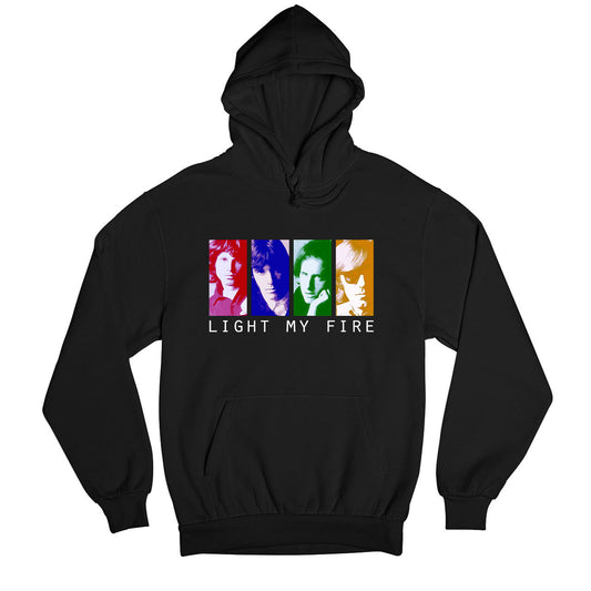 the doors light my fire pop art hoodie hooded sweatshirt winterwear music band buy online usa united states of america the banyan tee tbt men women girls boys unisex black