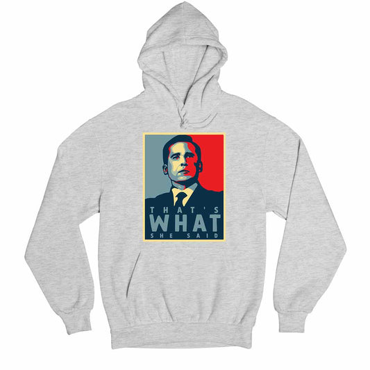 the office that's what she said hoodie hooded sweatshirt winterwear tv & movies buy online usa united states of america the banyan tee tbt men women girls boys unisex gray - michael scott quote