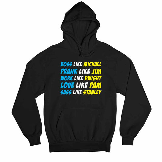 the office be like hoodie hooded sweatshirt winterwear tv & movies buy online usa united states of america the banyan tee tbt men women girls boys unisex black - michael jim dwight pam stanley