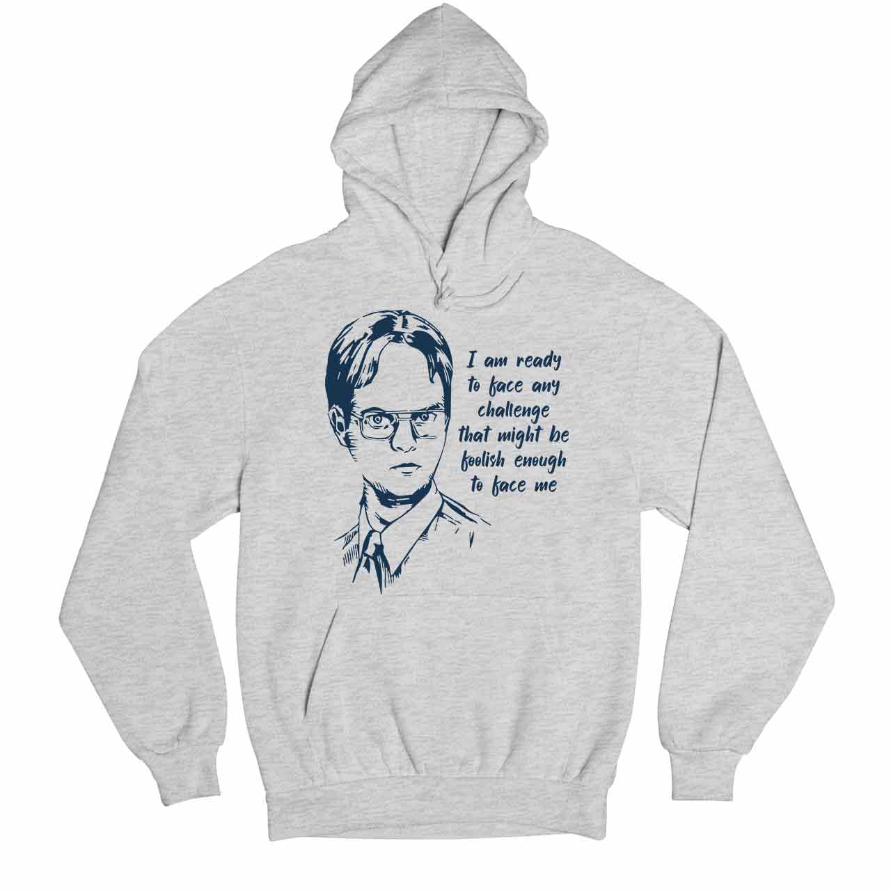 the office dwight hoodie hooded sweatshirt winterwear tv & movies buy online usa united states of america the banyan tee tbt men women girls boys unisex gray - i am ready to face any challenge