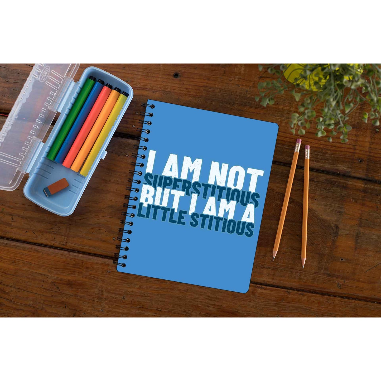 the office i am not superstitious i am a little stitious notebook notepad diary buy online united states of america usa the banyan tee tbt unruled - michael scott quote