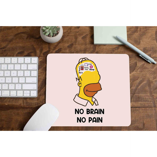 the simpsons no brain no pain mousepad logitech large anime tv & movies buy online united states of america usa the banyan tee tbt men women girls boys unisex  - homer simpson