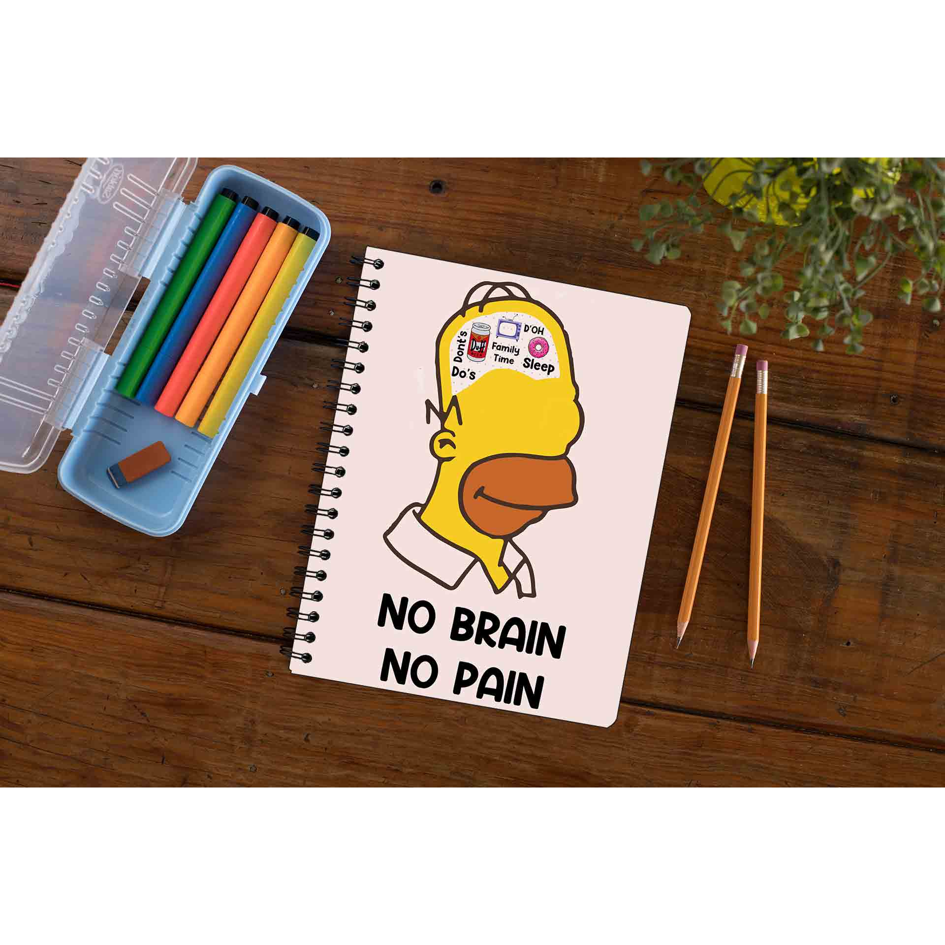 the simpsons no brain no pain notebook notepad diary buy online united states of america usa the banyan tee tbt unruled - homer simpson