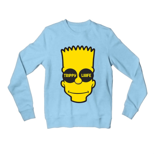 the simpsons trippy life sweatshirt upper winterwear tv & movies buy online united states of america usa the banyan tee tbt men women girls boys unisex gray - bart simpson