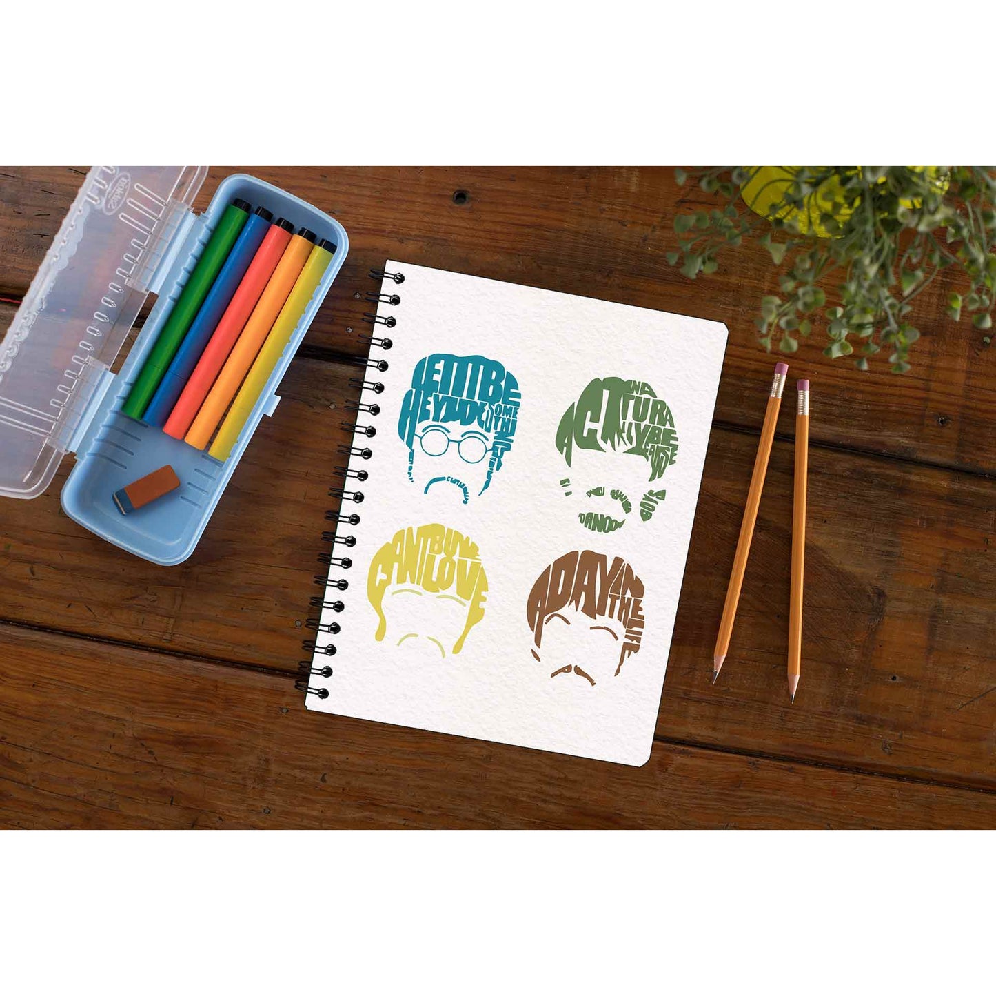 Typography The Beatles Notebook - Notebook The Banyan Tee TBT Notepad paper online diary personal girls cute office under 100