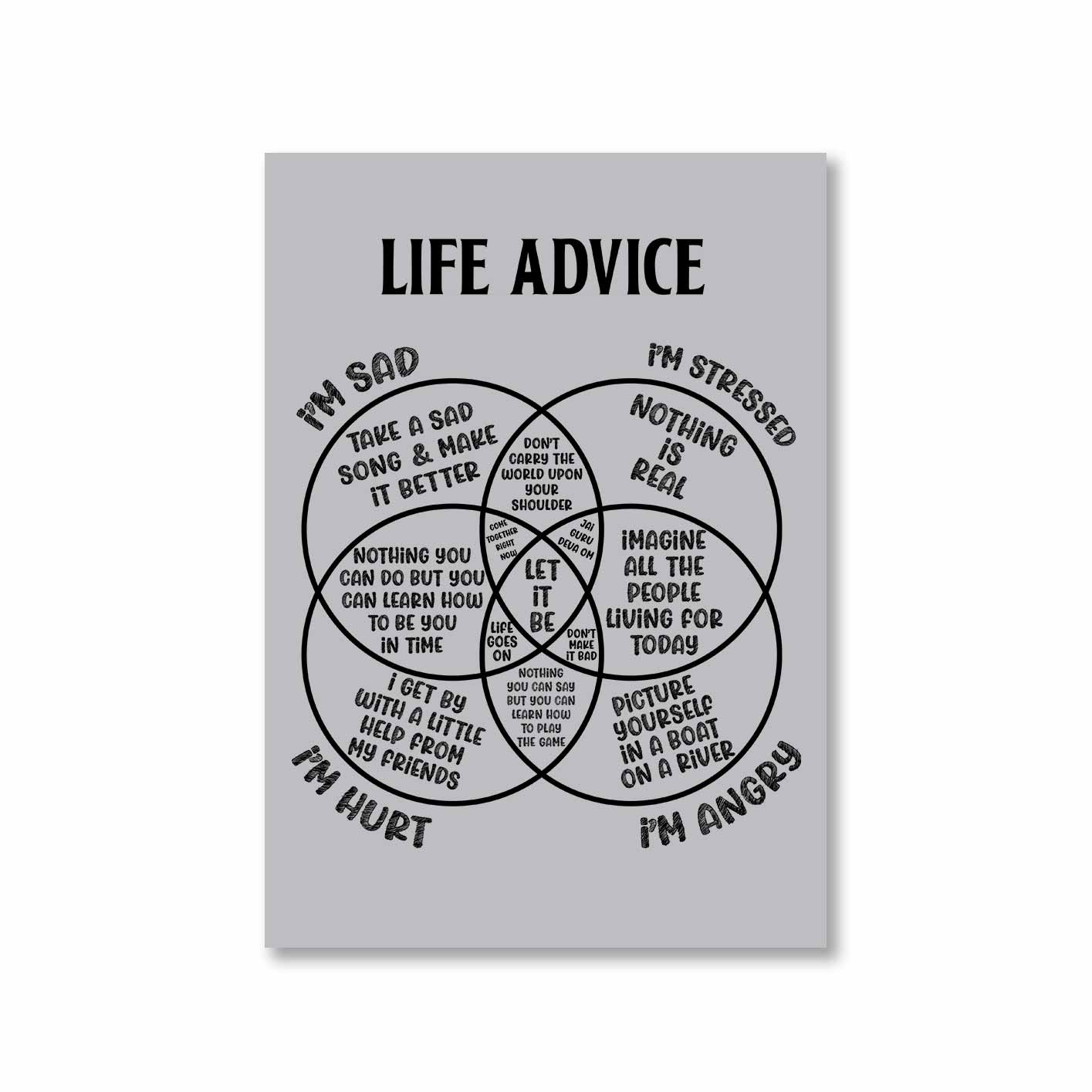 the beatles life advice poster wall art buy online united states of america usa the banyan tee tbt a4