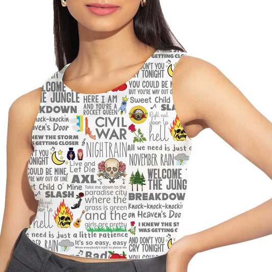 guns n roses  all over printed crop top tv & movies buy online united states of america us the banyan tee tbt men women girls boys unisex xs