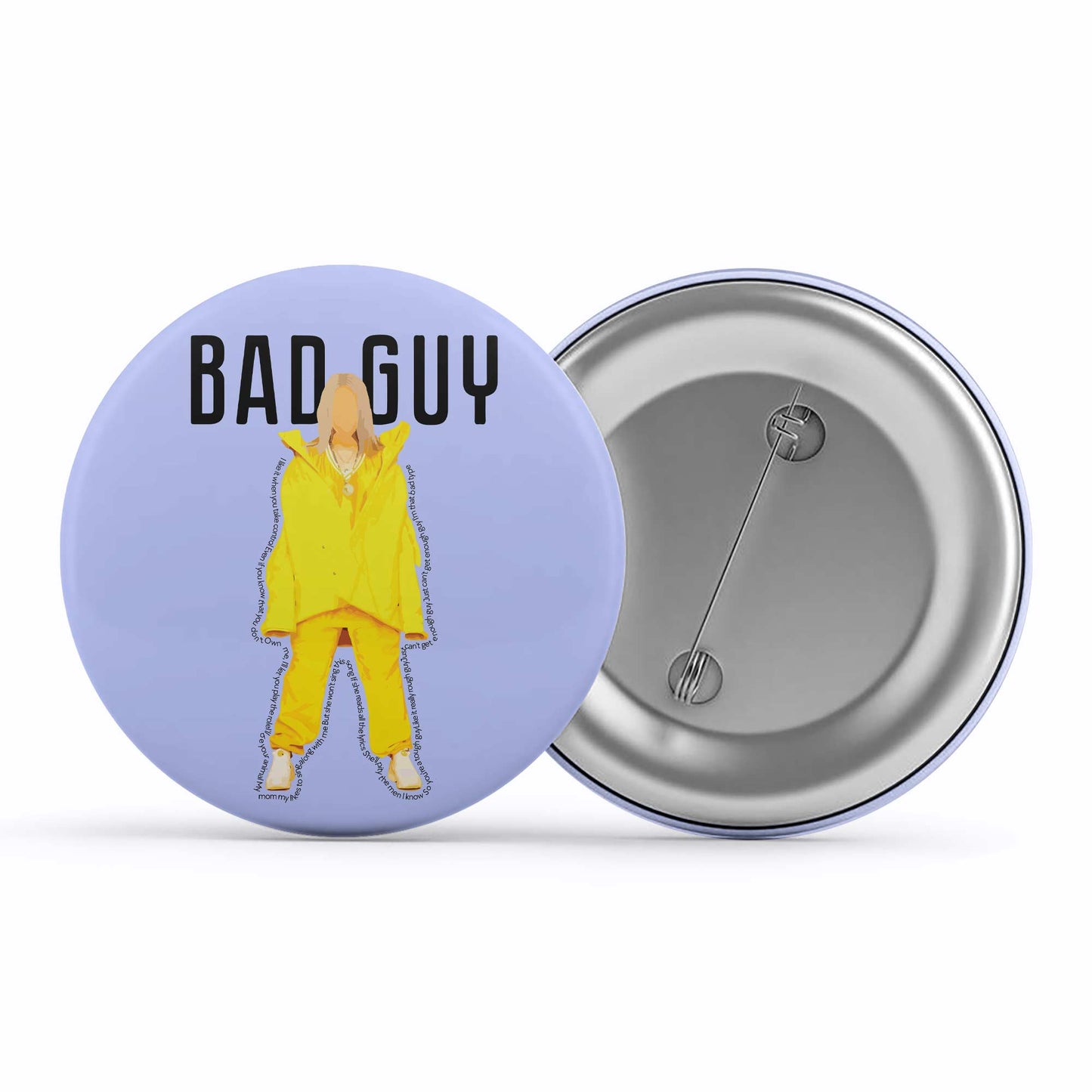 billie eilish bad guy badge pin button music band buy online united states of america usa the banyan tee tbt men women girls boys unisex