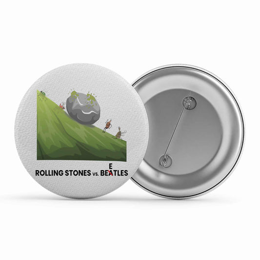 the rolling stones rolling stones vs. beetles badge pin button music band buy online united states of america usa the banyan tee tbt men women girls boys unisex