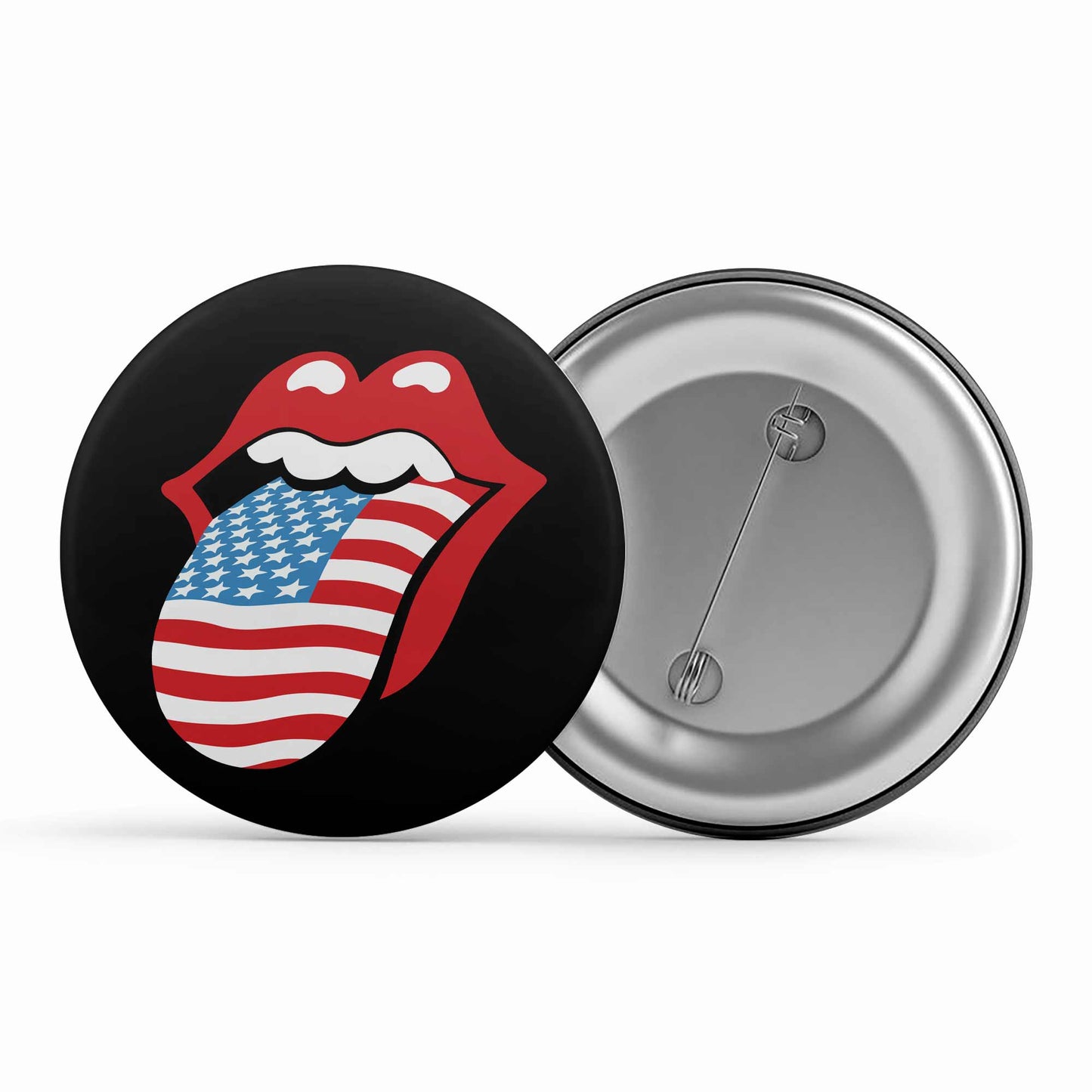 the rolling stones tongue badge pin button music band buy online united states of america usa the banyan tee tbt men women girls boys unisex