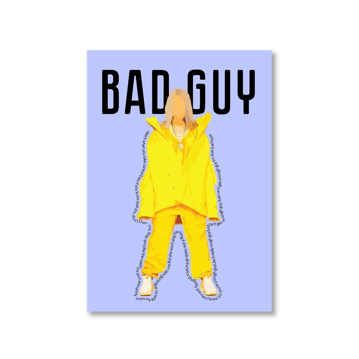 billie eilish bad guy poster wall art buy online united states of america usa the banyan tee tbt a4