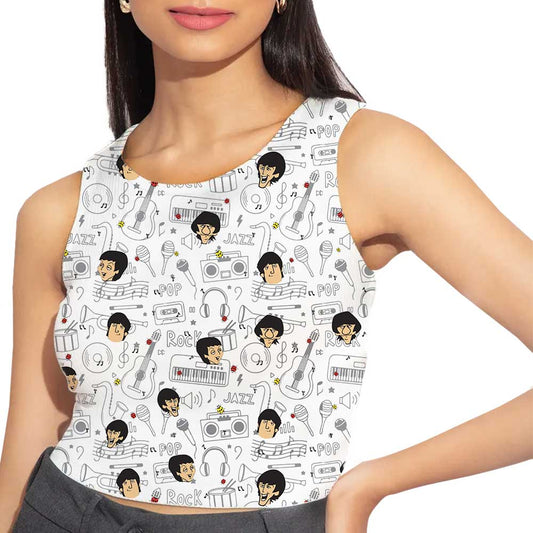 the beatles  all over printed crop top tv & movies buy online united states of america us the banyan tee tbt men women girls boys unisex xs